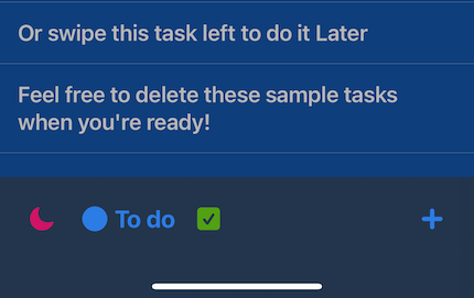 Zed's dark mode footer